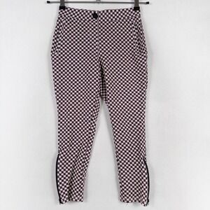 Betabrand Pants Womens XS PETITE Black Cat Print Stretch Knit Crop Zip Ankles